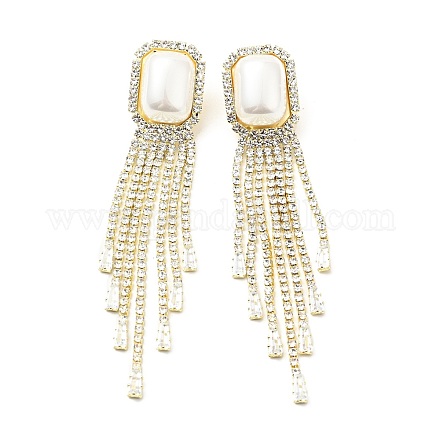 Crystal Rhinestone Dangle Stud Earrings with Imitation Pearl EJEW-C037-02C-LG-1