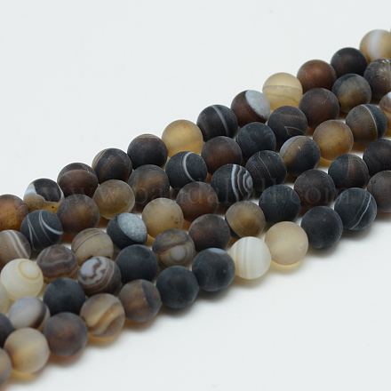 Agate rayée naturelle et teintée / brins de perles d'agate G-T041-6mm-02-1