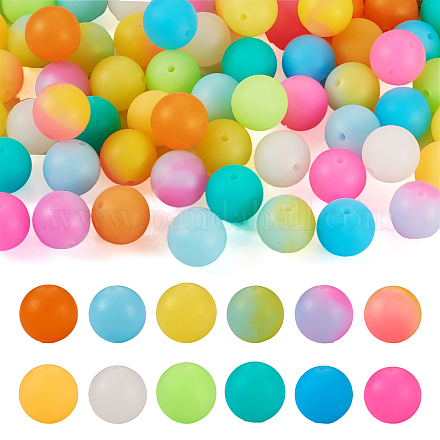72 шт. двухцветные светящиеся круглые бусины из пищевого силикона SIL-TA0001-37-1