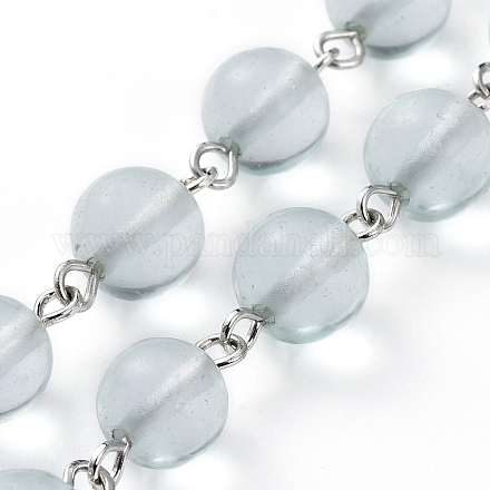 Handgemachte Wassermelone Steinglas Perlenketten AJEW-JB00519-04-1