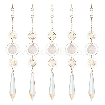 Ab цветное покрытие хрустальный конус большие подвесные украшения HJEW-JM00833-1