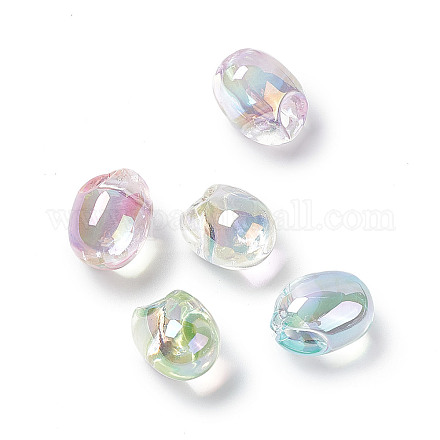 UV Plating Rainbow Iridescent Acrylic Beads OACR-H015-12-1
