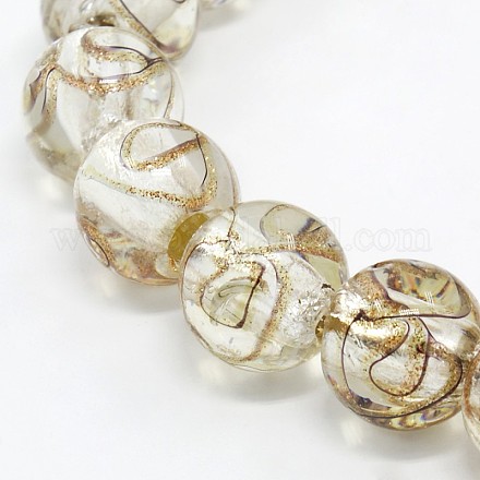 Argento fatti a mano perle tonde in vetro murano lamina fili FOIL-L008-01D-1