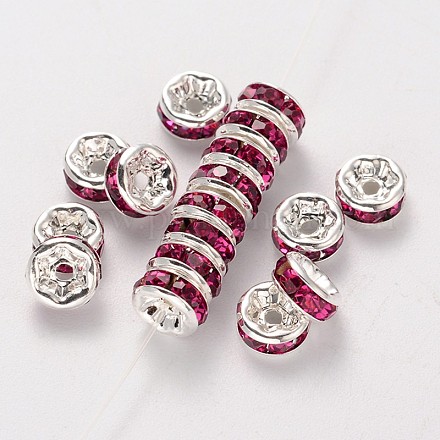 Rondelle Silver Color Plated Brass Grade A Rhinestone Spacer Beads RB-F016-24S-NF-1