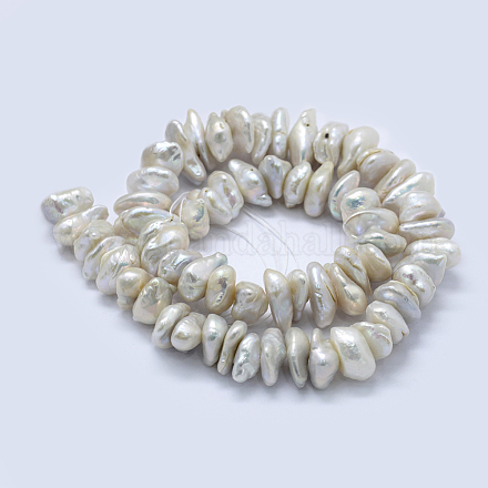 Hebras de perlas keshi de perlas barrocas naturales PEAR-K004-39-1