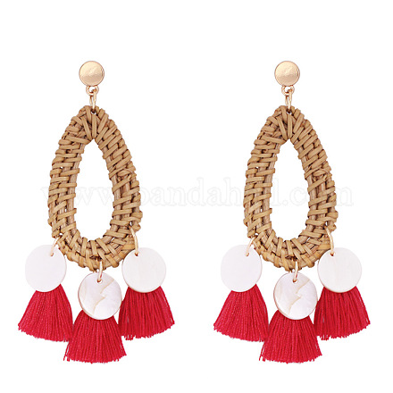 Bohemian Style Tassel Dangle Stud Earrings EJEW-K074-L05-1