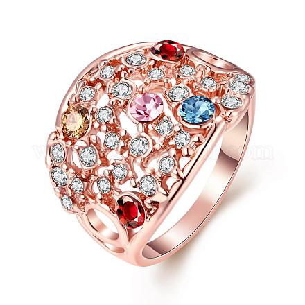 Laiton gracieux colorés TCHEQUE anneaux strass large bande de doigts pour les femmes RJEW-BB02240-8-1
