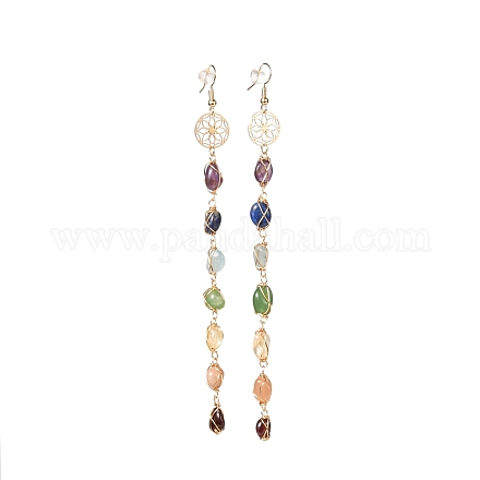 Boucles d'oreilles en perles de pépites de pierres précieuses naturelles EJEW-JE04667-1