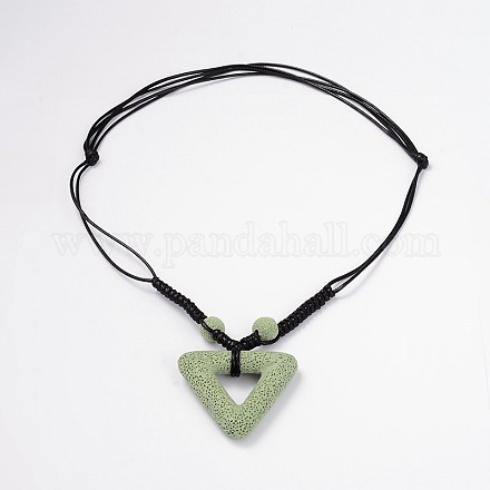 (vente de bijoux fêtes d'usine) colliers pendentifs en pierre de lave triangle NJEW-D205-02-1