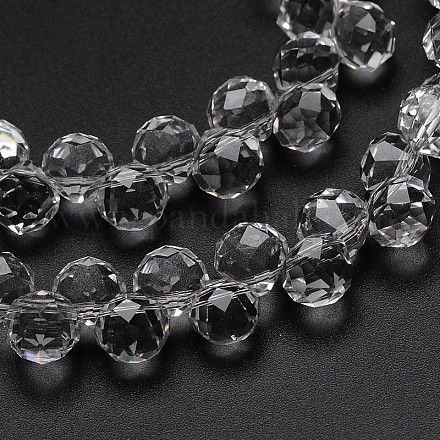 Faceted Teardrop Glass Beads Strands EGLA-J123-8mm-01-1