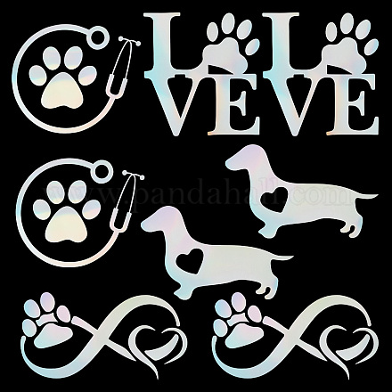 GORGECRAFT 8 Sheets 4 Style Holographic Dog Paw Car Stickers Self-Adhesive Dog Love Footprint Scratch Coverage Auto Sticker Reflective Bumper Decals for Trucks Motorcycles Laptop Automotive Exterior STIC-GF0001-04A-1