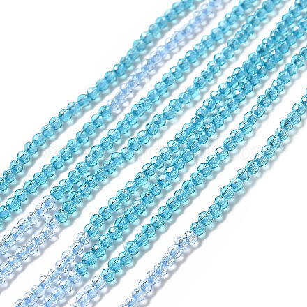 2 brins de perles de verre transparent de couleurs GLAA-G093-01C-1