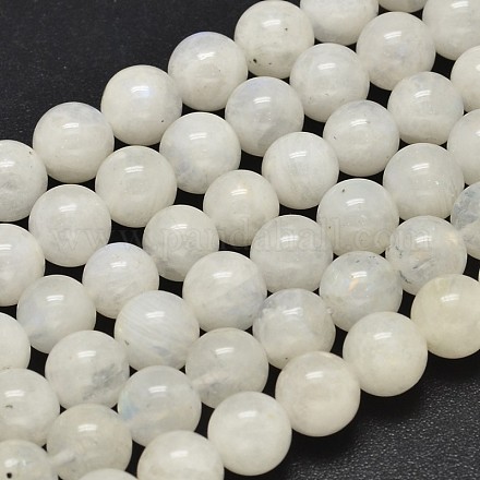 Brins de perles de pierre de lune arc-en-ciel naturelles de qualité ronde G-M304-06-10mm-1