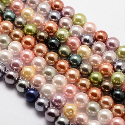 Shell Pearl Beads Strands BSHE-P005-12mm-30-1
