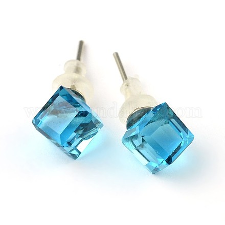 Shiny Glass Rhinestone Stud Earrings EJEW-F0039-03-1