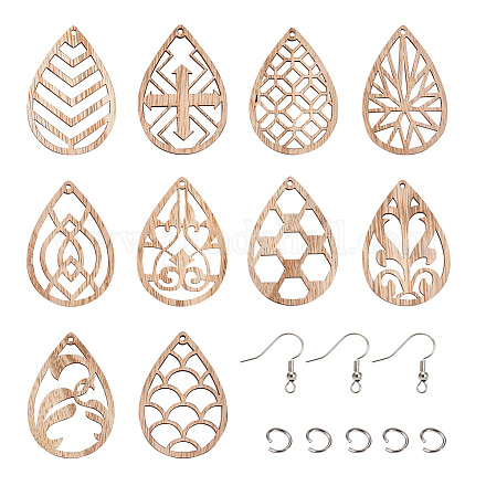 Craftdady kit per la creazione di orecchini pendenti in legno fai da te DIY-CD0001-29-1