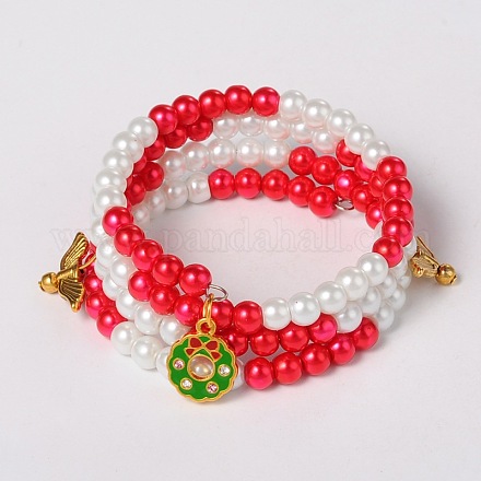 Perles de verre bracelets quatre boucles d'enveloppement BJEW-JB01800-1