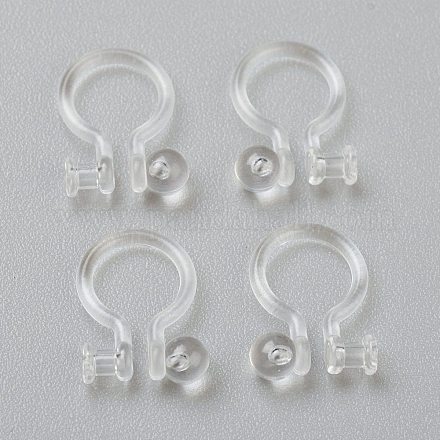 プラスチック製クリップ式イヤリングパーツ  穴開けないイヤリング  透明  11x8.5x1.2mm  穴：0.8mm KY-P001-10A-1