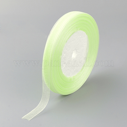 オーガンジーリボン  淡緑色  3/8インチ（10mm）  50ヤード/ロール（45.72メートル/ロール）  10のロール/グループ  500ヤード/グループ（457.2メートル/グループ） RS10mmY171-1