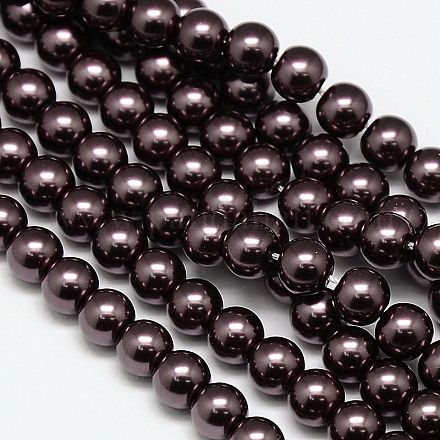Perles en verre nacré rondes teintes X-HY-A002-6mm-RB098-1