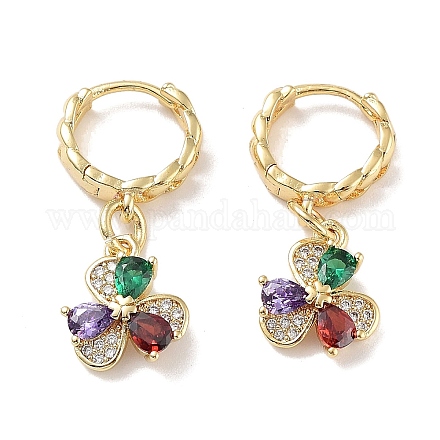 Real 18K Gold Plated Brass Dangle Hoop Earrings EJEW-L269-031G-01-1