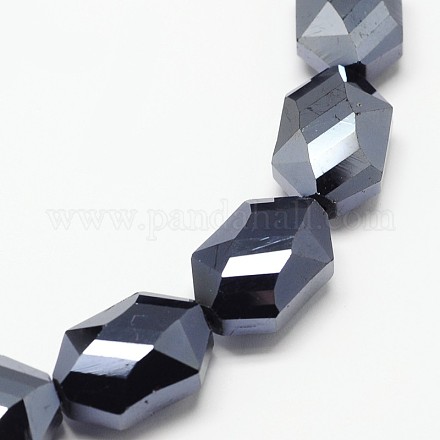 Faceted Hexagon Electroplate Glass Beads Strands EGLA-F089-D02-1