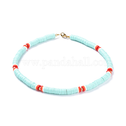 Handgemachte Polymer Clay heishi Perlen Halsketten NJEW-JN02446-03-1