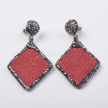 Pendientes de perlas de cuero de piel de pez perla EJEW-I206-A-06-1