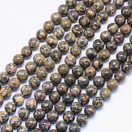 Brins de perles de jaspe en peau de léopard naturel G-F425-15-1
