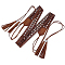 Bohemian Imitation Leather Tassel Wrap Chain Belts, with Alloy Flower Beads, Platinum, Coconut Brown, 1690x28.5x9mm