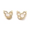 Brass Micro Pave Cubic Zirconia & Shell Fold Over Clasps, Gourd, Real 18K Gold Plated, 17x10x2mm, Hole: 1mm