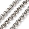 304 Stainless Steel Rolo Chains, Unwelded, Stainless Steel Color, 9x9x4mm