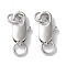 Rack Plating Brass Lobster Claw Clasps, with Jump Rings, Long-Lasting Plated, Lead Free & Cadmium Free, Platinum, 12x5.8x2.8mm, Hole: 3.5mm