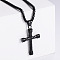 Retro Rock Punk Men's Striped Cross 304 Stainless Steel Pendant Necklaces, Black