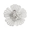 Brass Bead Caps, with Rhinestone, Etched Metal Embellishments, Flower, Platinum, 24x23.5x4mm