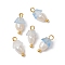 Flower Acrylic Charms, with Brass Ball Head pins and Natural Cultured Freshwater Pearl Bead, Frosted, Light Sky Blue, 11.5x6mm, Hole: 1.6mm