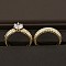 2Pcs Alloy with Crystal Rhinestone Finger Rings for Couple, Round, Golden, US Size 7(17.3mm)