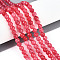 Dyed Natural White Jade Beads Strands, Round, Faceted, Crimson, 4~4.5mm, Hole: 1mm, about 86~96pcs/strand, 14.69~14.96''(37.3~38cm)