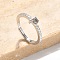S925 Sterling Silver Adjustable Letter Rings for Women, with Micro Pave Cubic Zirconia, Letter F, 2mm,US Size 5 1/2(16.1mm), Letter: 5x4mm