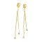 Brass Micro Pave Cubic Zirconia Earring Nuts, Long-Lasting Plated, Lead Free & Cadmium Free, Real 18K Gold Plated, 48.5x4.5x3mm, Hole: 2.2mm