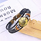 Imitation Leather Cord Triple Layer Multi-strand Bracelets, Flat Round Alloy Constellation Bracelets for Men Women, Scorpio, 7-1/8 inch(18cm)