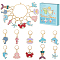 Sea Animal Alloy Enamel Pendant Stitch Markers, Crochet Leverback Hoop Charms, Locking Stitch Marker with Wine Glass Charm Ring, Mixed Color, 3.5~4.3cm, 10 style, 2pcs/style, 20pcs/box