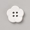 Spray Painted Plastic Buttons, 4-Hole, Flower, White, 15mm
