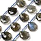 Natural Labradorite Beads Strands, Top Drilled, Teardrop, Faceted, 15x13x5mm, Hole: 0.8mm, about 24pcs/strand, 15.35''~16.14''(39~41cm)