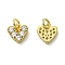 Brass Micro Pave Cubic Zirconia Pendants, Heart Charms, Cadmium Free & Lead Free, Rack Plating, Long-Lasting Plated, with Jump Ring, Real 18K Gold Plated, 7x7.5x2mm, Hole: 2.5mm