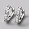 Brass Hoop Earrings, Heart, Platinum, 14.5x14x3mm