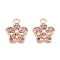 Rack Plating Alloy Pave Rhinestone Pendants, with ABS Plastic Imitation Pearl, Flower, Light Rose, 17.5x15x3.5mm, Hole: 2mm