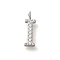304 Stainless Steel Micro Pave Cubic Zirconia Pendants, Letter A~Z Charms, Letter I, 12.5x4x2mm, Hole: 1.8mm
