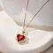 Heart 304 Stainless Steel Pendant Necklaces, with Cubic Zirconia, Red, 15.75 inch(40cm)