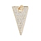 Brass Micro Pave Clear Cubic Zirconia Pendants, with Jump Ring, Inverted Triangle Charms, Real 18K Gold Plated, 27.5x16x1.8mm, Hole: 3mm